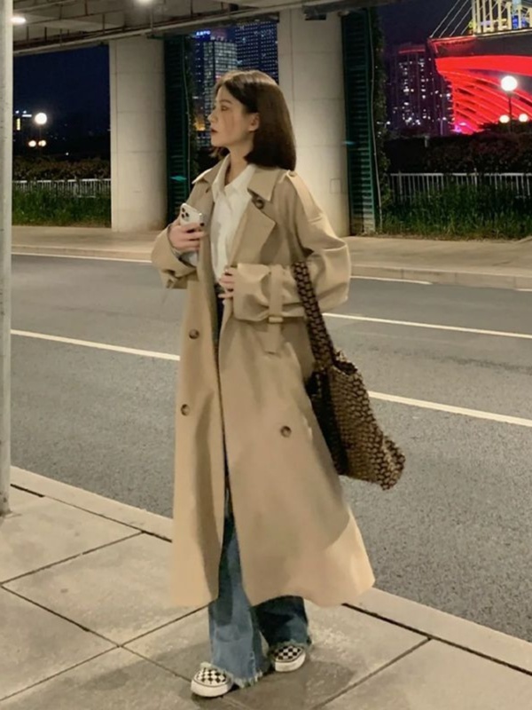风衣外套女2025秋季新款今年流行卡其色小个子中长款高级感超好看|undefined