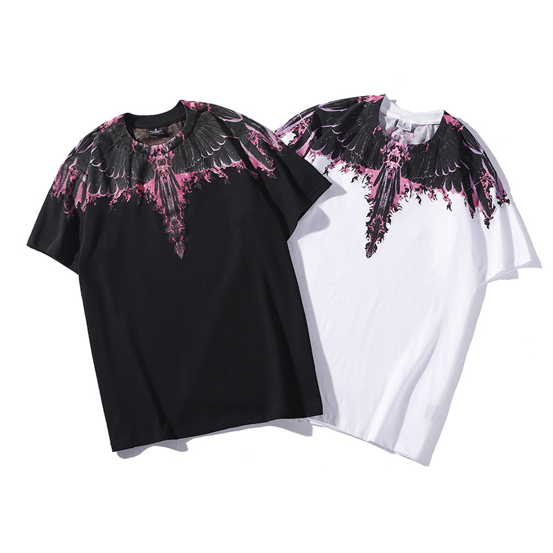Herre-T-skjorte med trendy merke MB kortermet Marcelo Classic Phantom Wing-T-skjorte med fargerik fjær og lynblad, halvermet T-skjorte for par_voghion.com