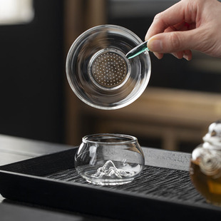 P66D Heat-Resistant Glass Teapot Tea Drain Transparent Glass Kung Fu Tea Set Tea Ceremony Accessories Filter Tea Filter