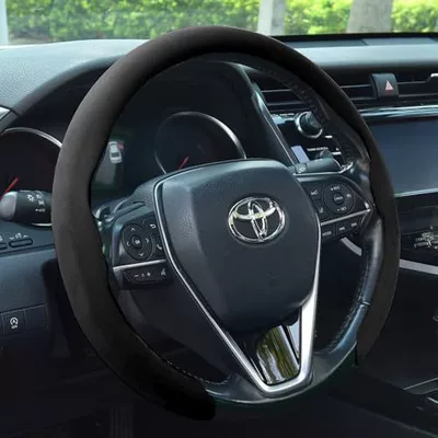 Cross-border bestseller 5D carbon fiber | Steering wheel cover - 5d-suede-fabric-black-38cm