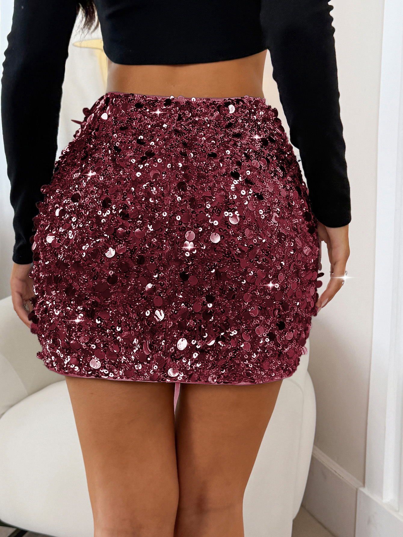 Women's Clothing Elegant Sexy Sequined Mini Skirt For Women Spring/Summer Y2K Party Fashion European American Style_ecoleips.com