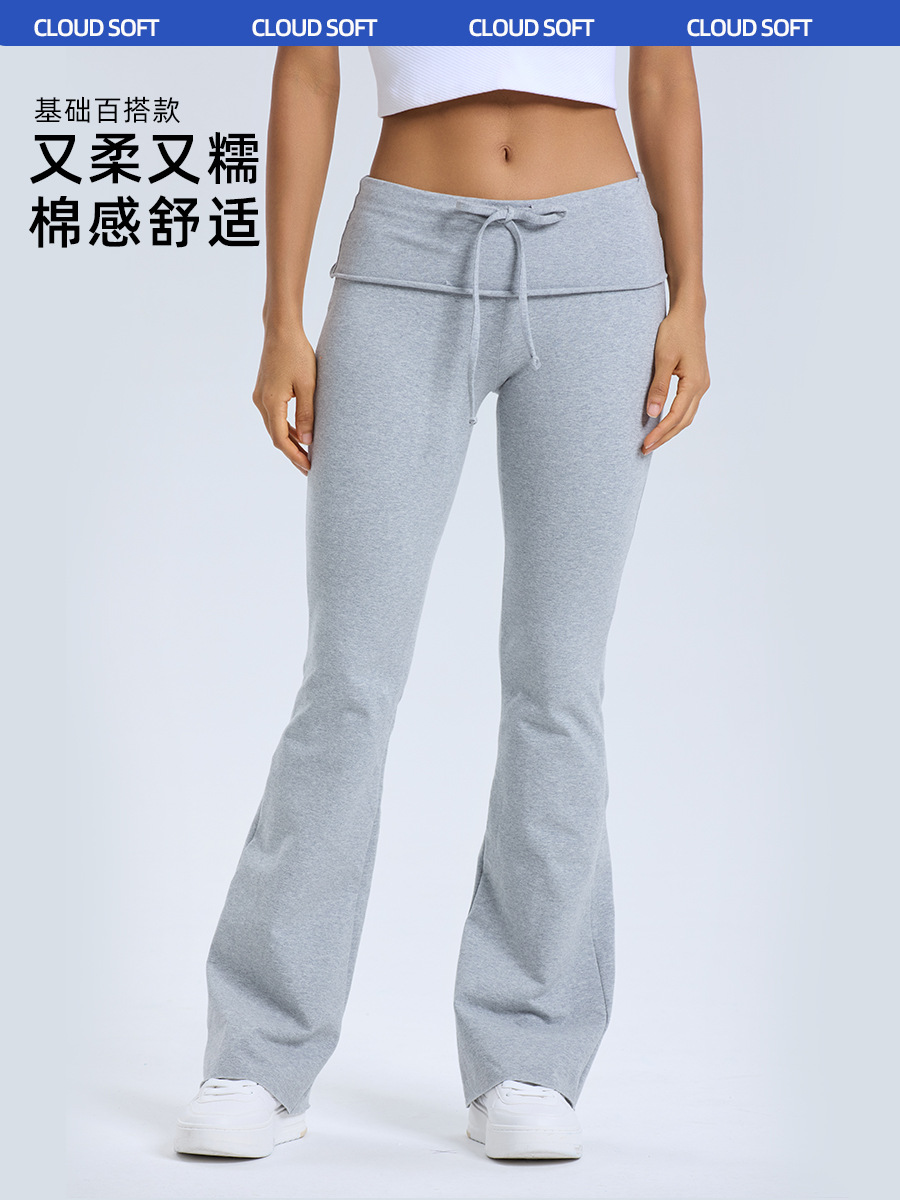 Pantalones anchos de yoga con cordón de cintura alta de nuevo estilo transfronterizo europeo y americano