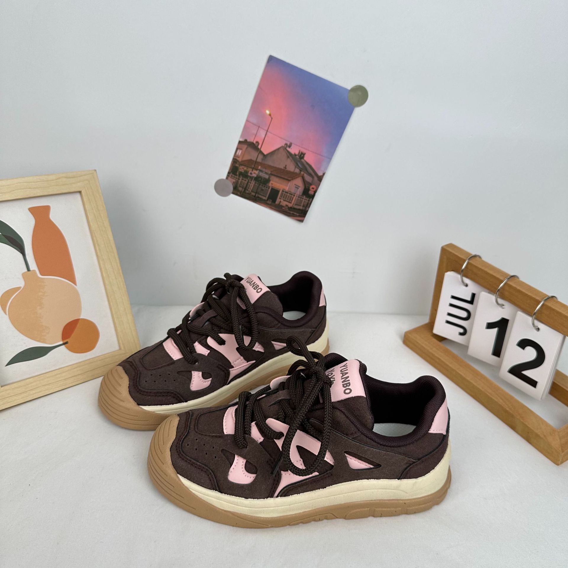 Meilad retro versátil zapatos de entrenamiento alemán zapatos de mujer otoño 2024 nuevo cordón zapatos de plancha gruesa zapatos deportivos casuales