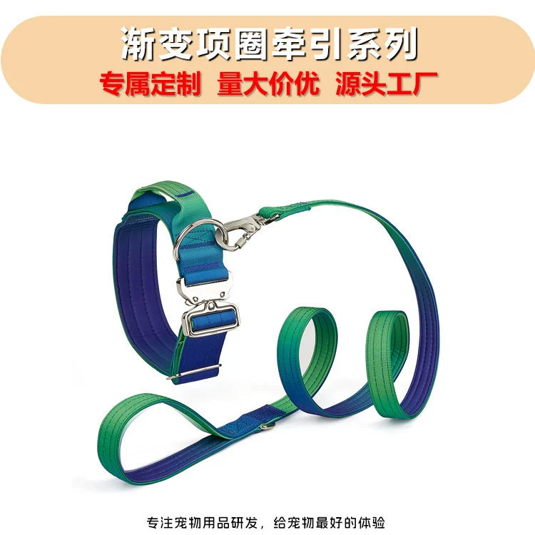 Набор для дрессировки собак: поводок с градиентным дизайном и двухслойный ошейник для средних и крупных собак, зоотовары