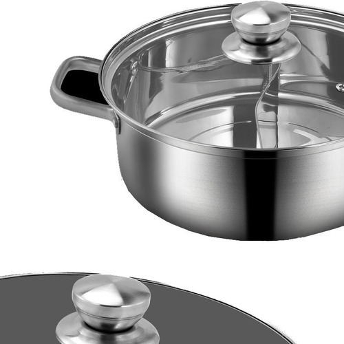 304 stainless steel mandarin duck hot pot induction cooker two-flavor hot pot hot pot multi-bottom hot pot basin household large-capacity commercial pot