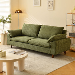 Nordic minimalist fabric sofa for small households, retro corduroy double or triple row facing sofa, tranquil style living room sofa