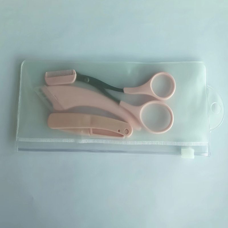 초승달 눈썹 트리밍 나이프 1 핑크 눈썹 가위 1 핑크 접이식 눈썹 트리밍 나이프 (프로스트