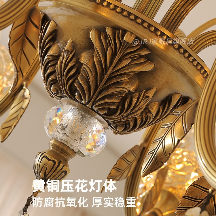 法式浪漫陶瓷花客厅吊灯美式复古高端田园风餐厅卧室全铜水晶灯具|undefined