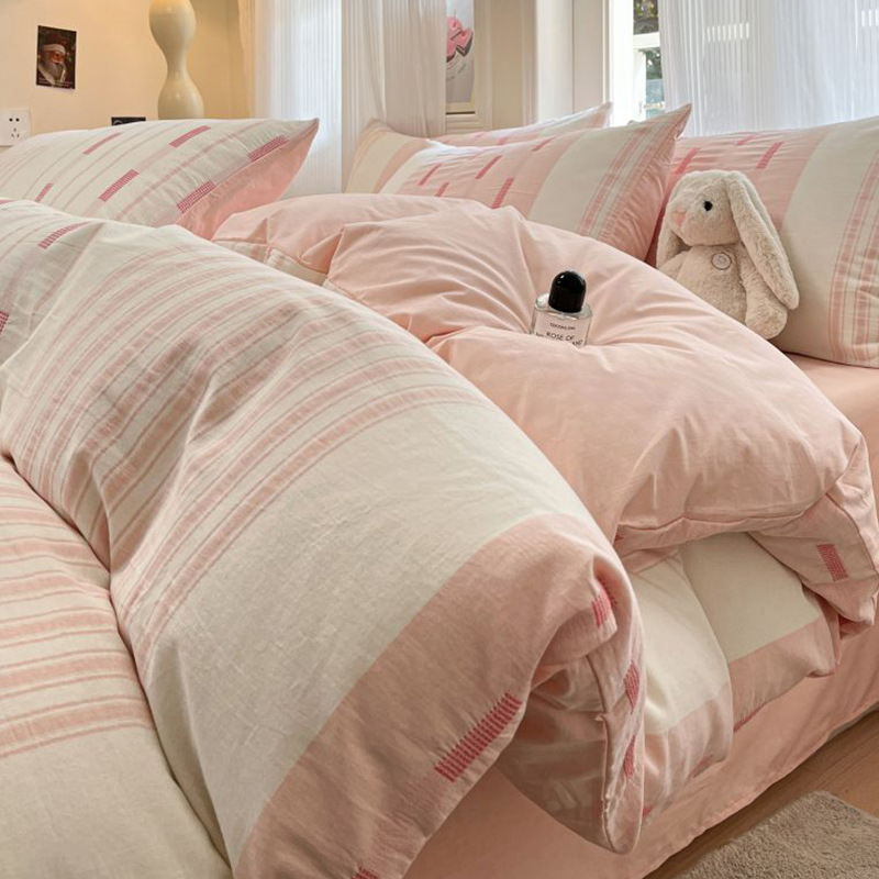 Madre y bebé Clase A teñido Waffle Jacquard cuatro piezas 100% algodón cama sábanas de algodón conjunto de tres piezas