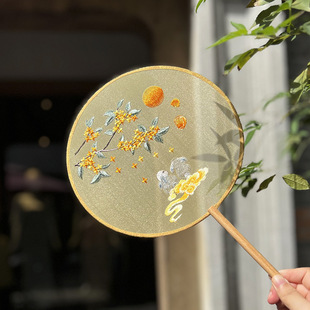Ancient Style Round Fan Chinese Style Women's Fan Embroidery Round Fan Embroidery Round Fan Suzhou Double-sided Embroidery Fan Hanfu Children's Round Fan