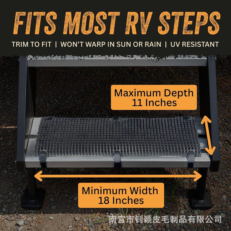 RV camper van step pad, non-slip, waterproof, cleaning brush mat, shoe and boot scraper, mud brush mat