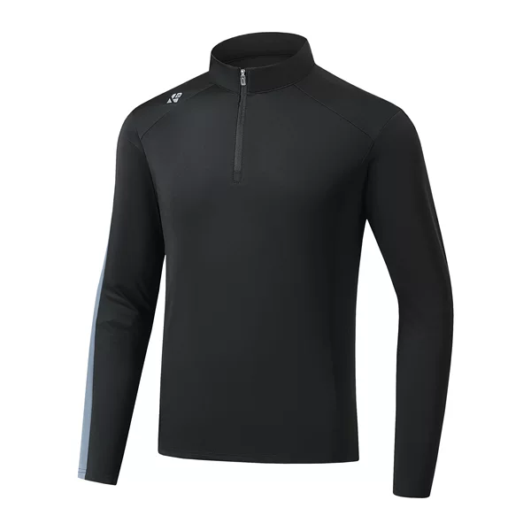 Spring, Autumn and Winter Thin Elastic Quick-Drying Long-Sleeved Half-Zip Stand-Up Collar Outdoor Hiking and Mountaineering Breathable Tops for Men and Women
