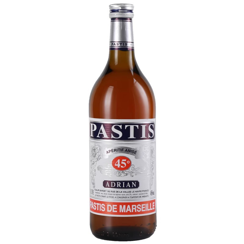 法国进口洋酒 百事利茴香酒Pastis 1000ml 鸡尾酒调酒基酒
