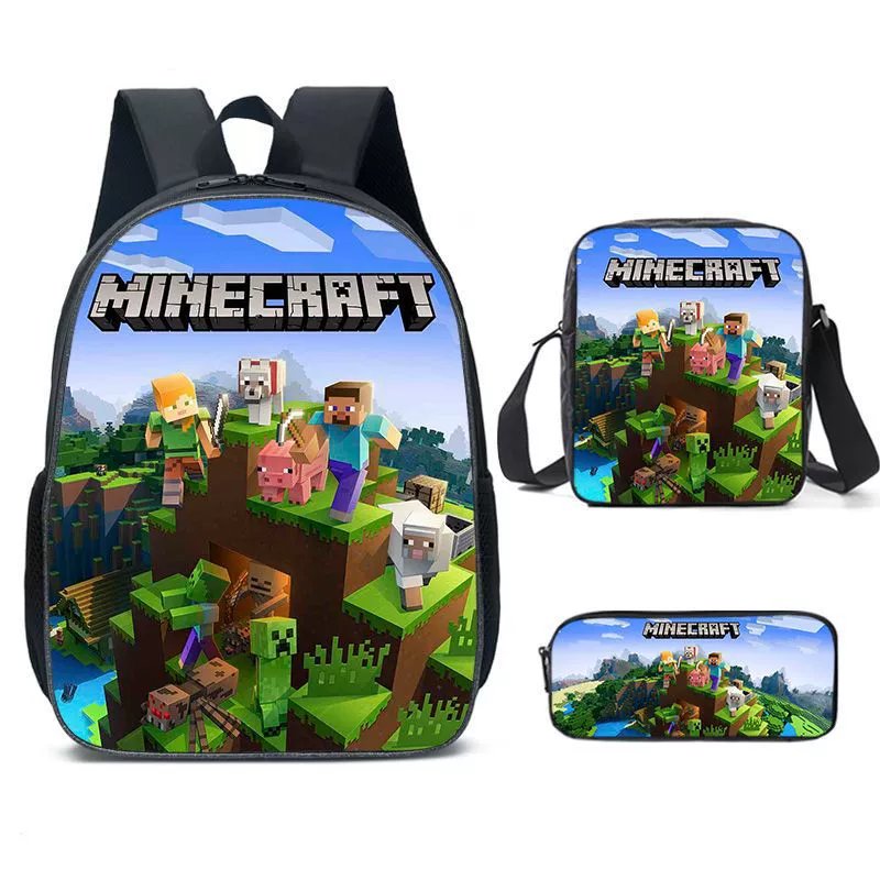 Кросс-бордер новый продукт MINECRAFT рюкзак для учащихся начальной и средней школы, игровой периферийный рюкзак Minecraft тройной набор оптом