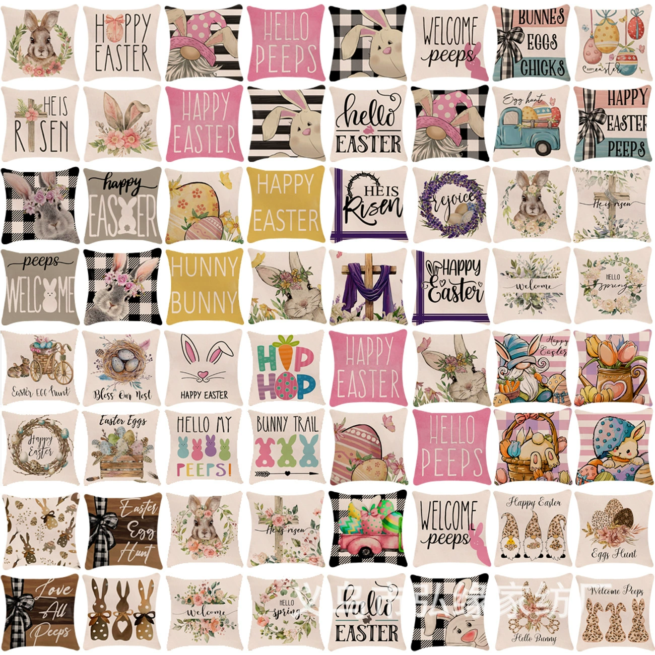 Трансграничные пасхальные яйца кролика с принтом льняной наволочки Easter праздничная вечеринка украшения дивана наволочки