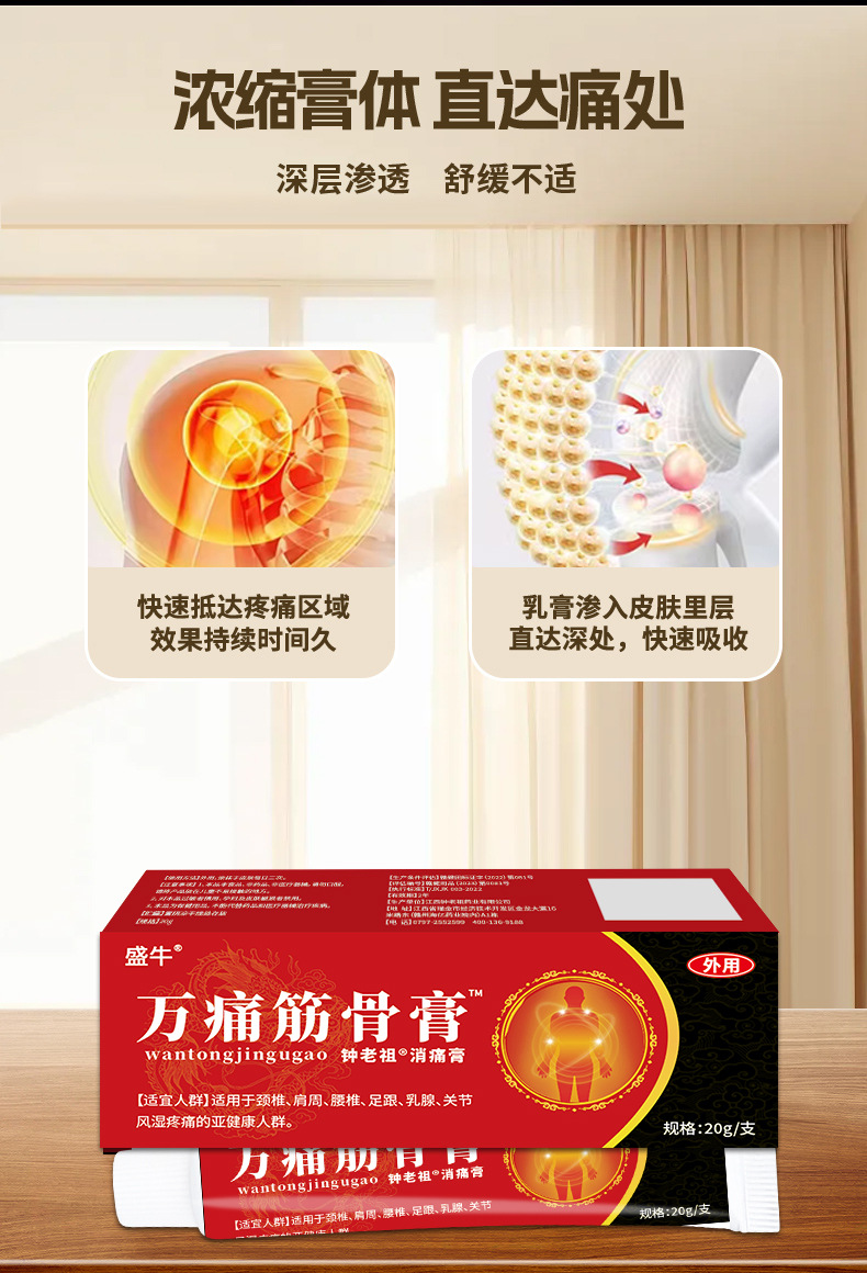 Wan Tong Jin Gu Pain Relief Cream External Herbal Balm for Neck Shoulder Waist Leg Knee 20ml in use