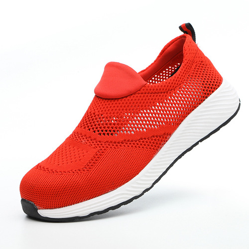 Sturdy, breathable, deodorant, fly-woven mesh lightweight labor protection shoes in summer, standard steel toe, anti-smash and puncture-proof shoes, work shoes