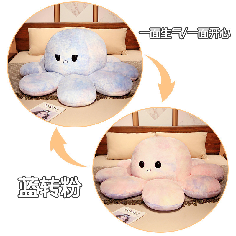 Nuevo tie-dying doble cara cara de flip octopus muñeca pulpo muñeca almohada sofá almohada al por mayor image 6