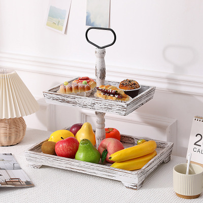 originality European style Dessert Sen family double-deck three layers Cake pan woodiness Dessert decorate Tray Display rack prop