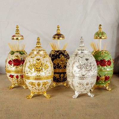 2021年新款直销电镀时尚家居牙签筒调味罐厨房三脚牙签筒玫瑰花