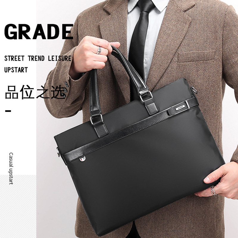 Cross-border New Men's Handbag Large Capacity Laptop Bag Waterproof Business Nylon Cloth Simple Briefcase