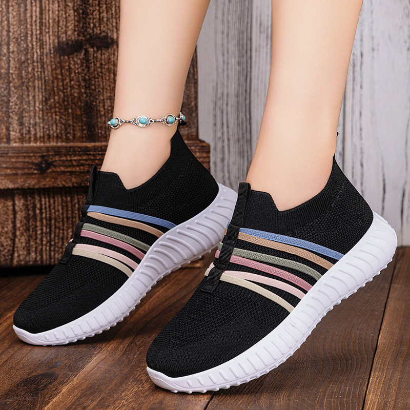 Zapatos de Mujer, Estilo Versátil de Primavera, Zapatos Sin Cordones de Talla Grande, Zapatos para Mamá, Zapatos de Malla Transpirable, Zapatos Casuales de Moda