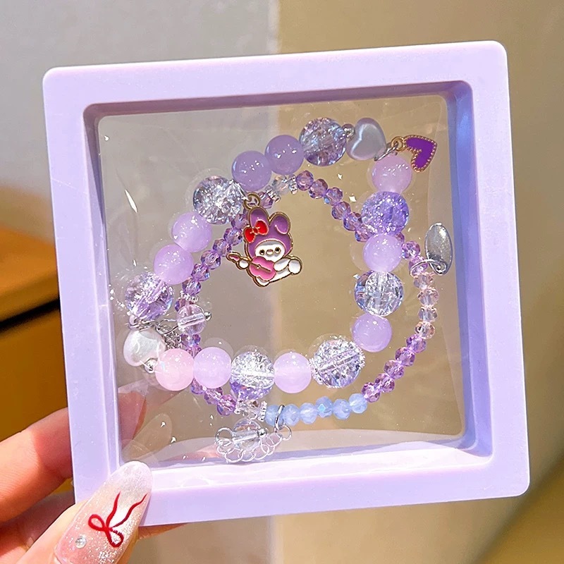新しい子供のブレスレット女の子ビーズブレスレット少女アメジストジュエリーベビーブレスレット女の子手作りギフト|undefined