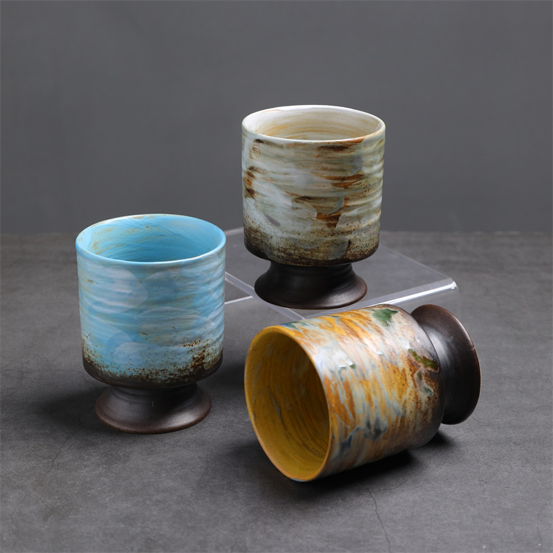 Vintage-Becher mit Graffiti, ofengedrehter Becher, hochwertige rustikale Keramiktasse für Kaffee und Frühstück, kreative Vintage-Tasse für Nachmittagstee_voghion.com
