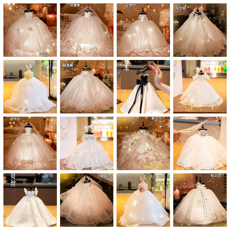 25cm Wedding Dress Model Birthday Gift Valentine's Day Chinese Valentine's Day Gift for Girlfriend and Best Friend Flowers Wedding Gift