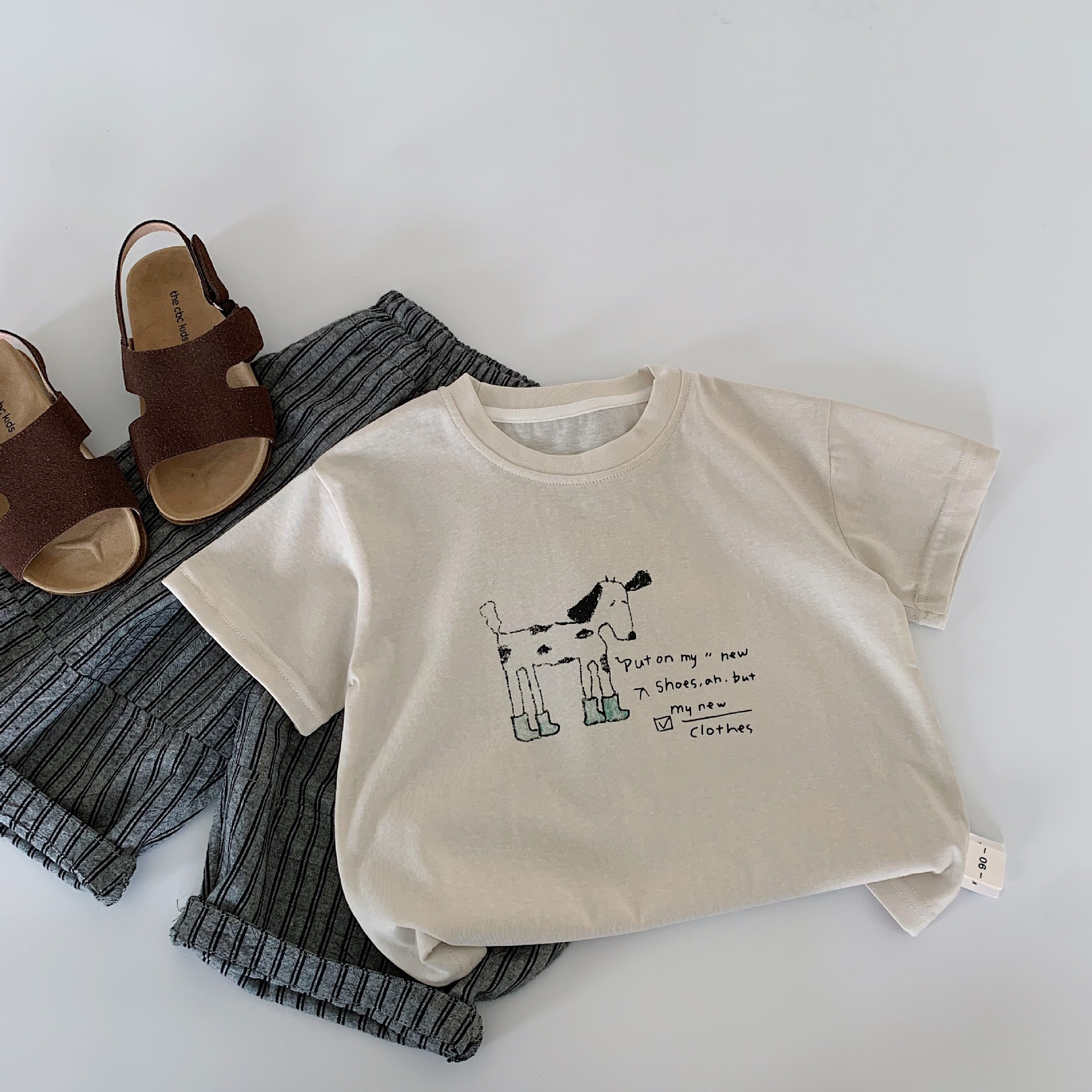 Maibao niños verano manga corta 2025 verano nuevo estilo coreano hombres y mujeres dibujos animados de bebé estilo occidental camiseta ropa de verano a