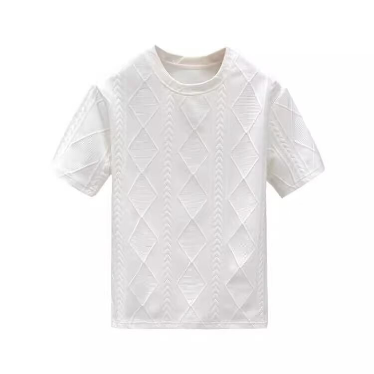 2026 nueva camiseta de manga corta marca de moda masculina de verano suelta de manga de cinco tendencias rojas en línea in simple impresión superior