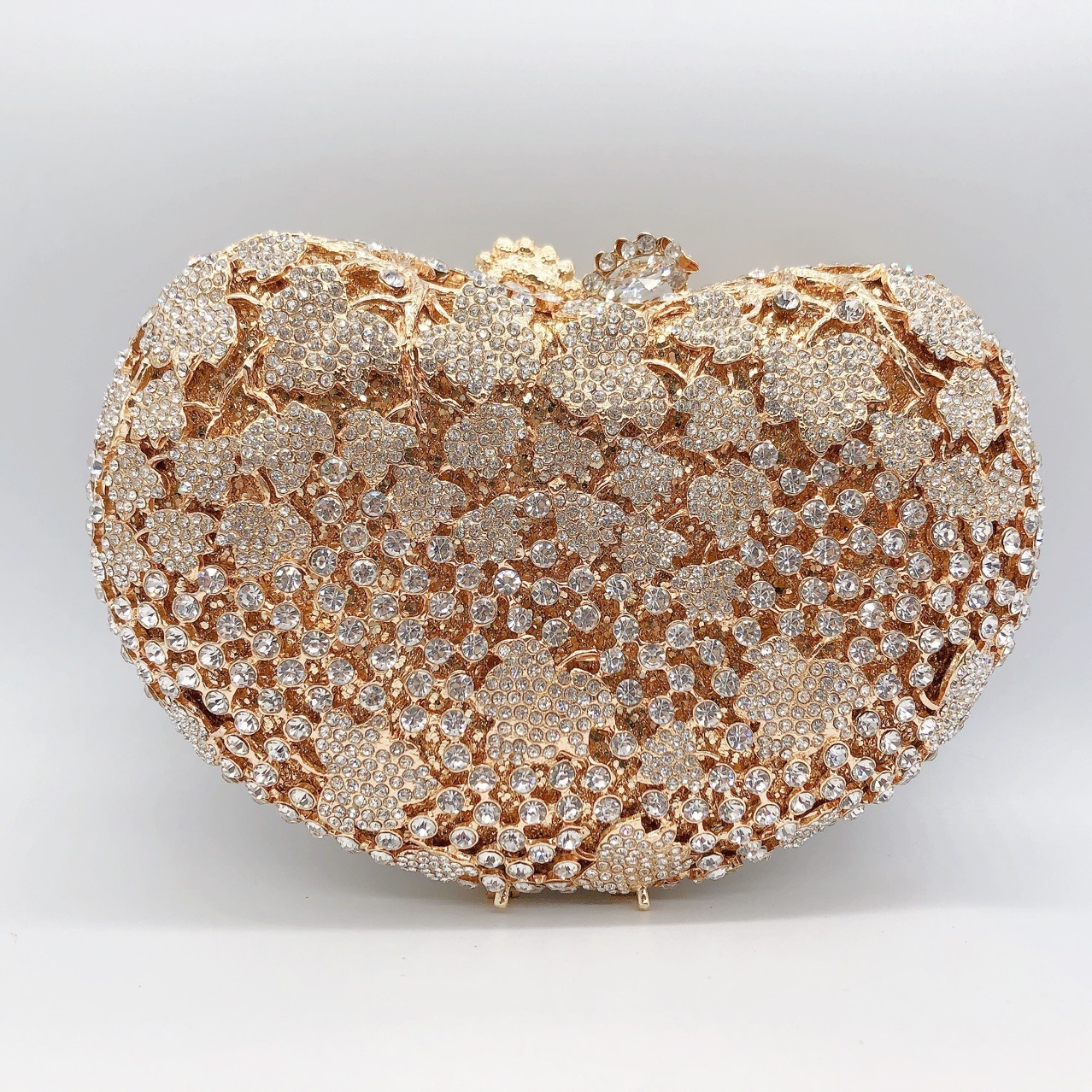 Nuevo paquete de diamantes de hoja de uva transfronteriza bolsas de caju bolsas de banquete de diamantes europeas y estadounidenses bolsas de vestido de mano clutch