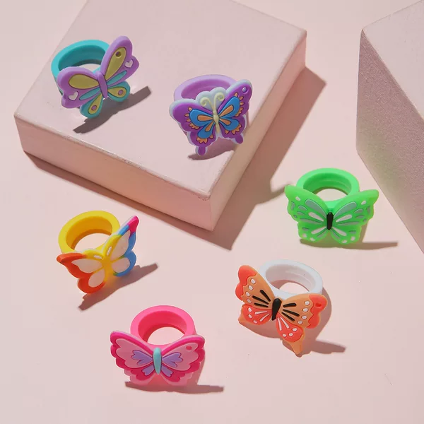 Xiyin New Butterfly Ring Children's Finger Ring Cute Butterfly Ring Ring Children's Cartoon Ring Gift
