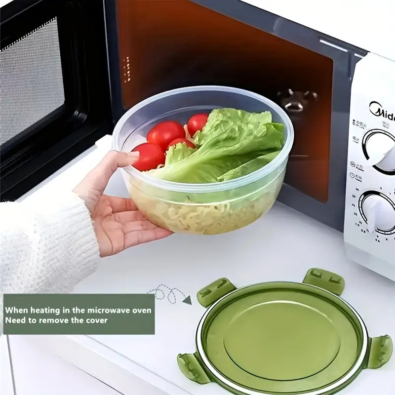 キッチンプラスチック屋台密封ボックス食品グレード電子レンジ加熱弁当箱冷蔵庫収納ラウンドクリッパーセット|undefined