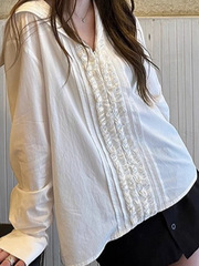 海军领外套女秋季设计感双层花边拉链白色衬衣