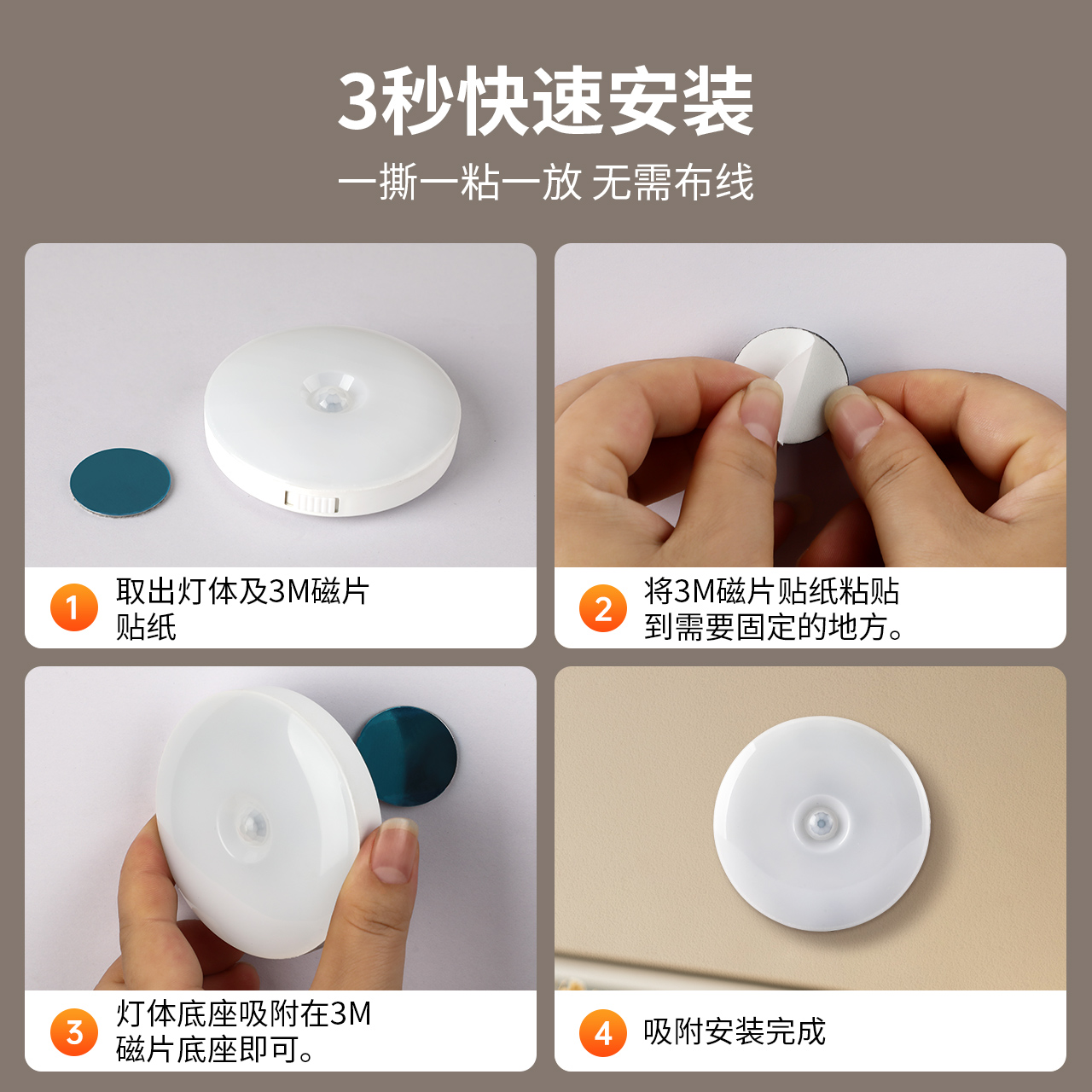 NVC Lighting Inalámbrico Inalámbrico del cuerpo humano Luz de carga para dormir en el pasillo del pasillo del hogar