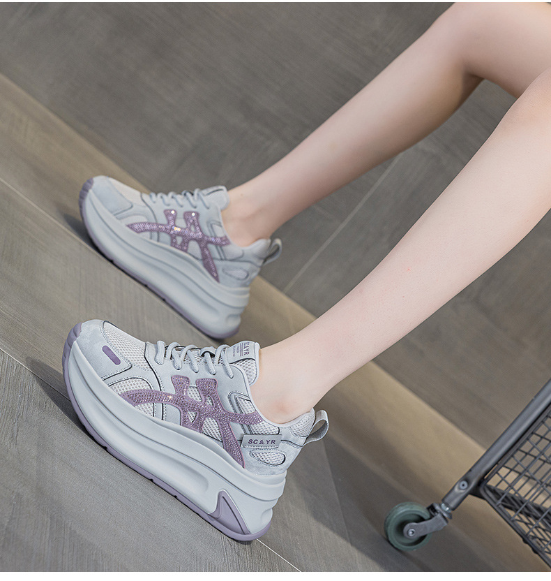 Giày sneaker nữ đế dày tăng chiều cao phong cách dad shoes mới thu 2026 — M2931 màu đen, M2931 màu nâu, M2931 màu xám chi tiết 27