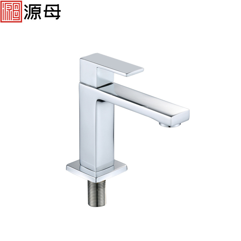 All-Copper Single Cold Water Basin Faucet for Bathroom, Freestanding, Export Model, Sanitary Ware Processing and Customization, Square Shape