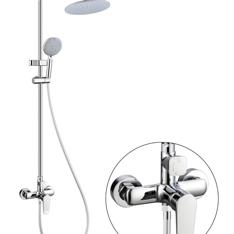 All-Copper Mixing Valve Rain Shower Three-Way Shower Set Hot and Cold Side Faucet Bathroom Bathtub Shower Bath L