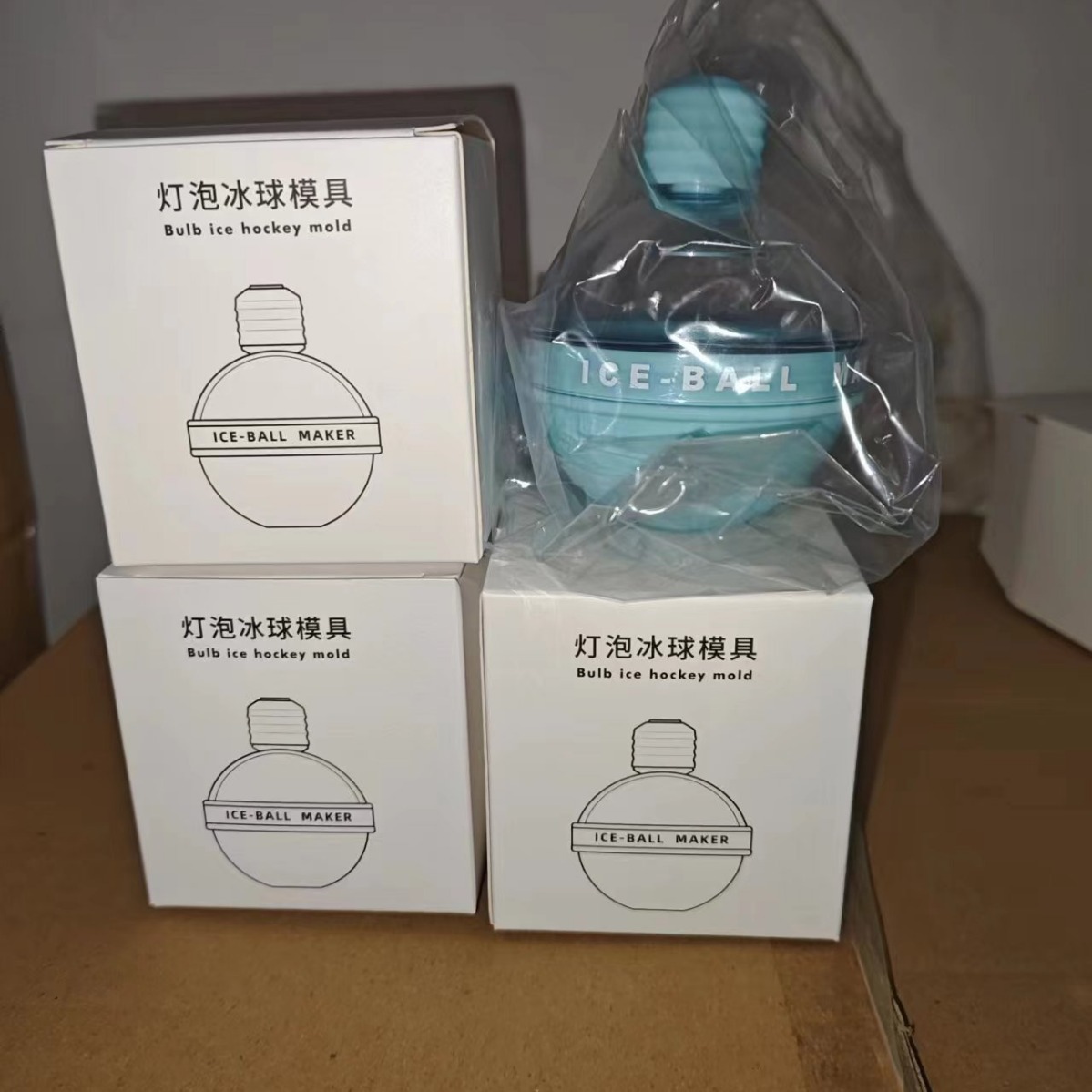 Whisky silicona ronda fabricante de moldes de hockey sobre hielo Amazon Venta caliente fabricación de hielo grande esférico congelado cubo de hielo bandeja de hielo