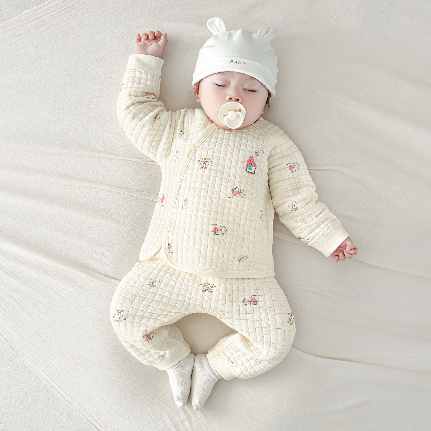 Baby calentamiento ropa interior set otoño-invierno recién nacidos hombres y mujeres base de algodón cintura alta protector del estómago split baby chaqueta de otoño pantalones de otoño