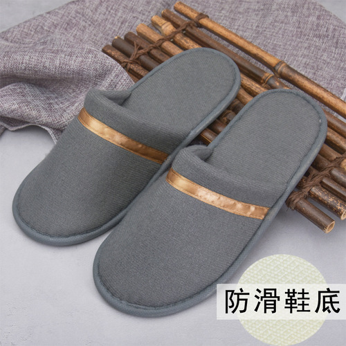Wholesale hotel disposable slippers for men and women, coral velvet non-slip thickened beauty salon slippers for home use