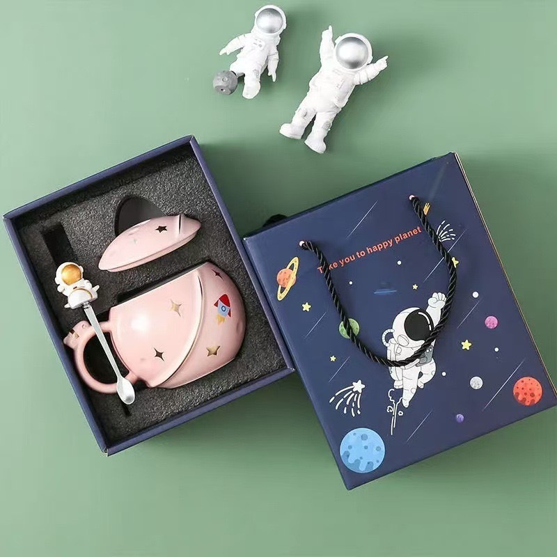 Ceramic Planet Mug With Lid Creative Coffee Cup For Couples Gift_voghion.com