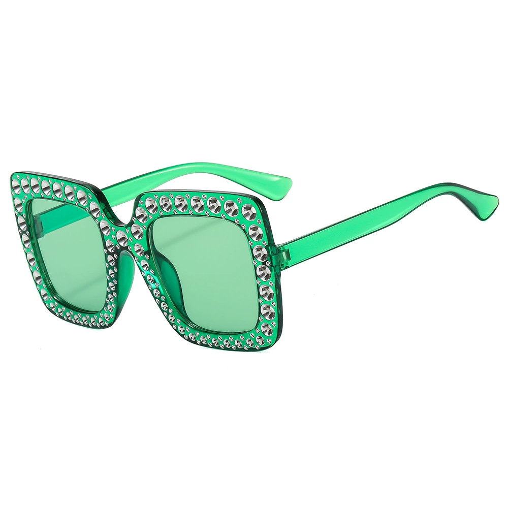 Retro Square Sunglasses, Multicolour European Style, Oversized Rhinestone Frame