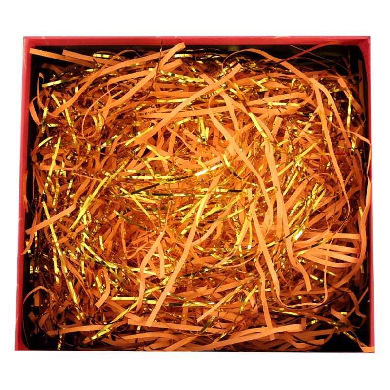 Festive gift golden thread mixed raffia thick paper silk candy box filler Golden Shredded paper silk multiple grams
