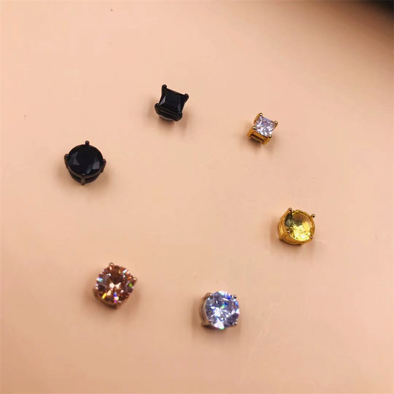 Amazon simple reducción de peso cuadrado Zircon de acero de titanio no perforado imán oreja espárragos eBay personalizado oído joyería al por mayor