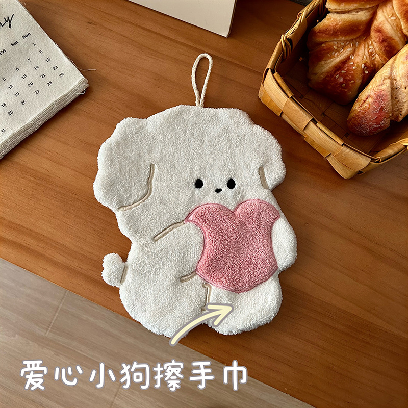 Love puppy wipe the hand towel, can not drop the hair super strong water absorption kitchen supplies, children's square towels wipe the towels