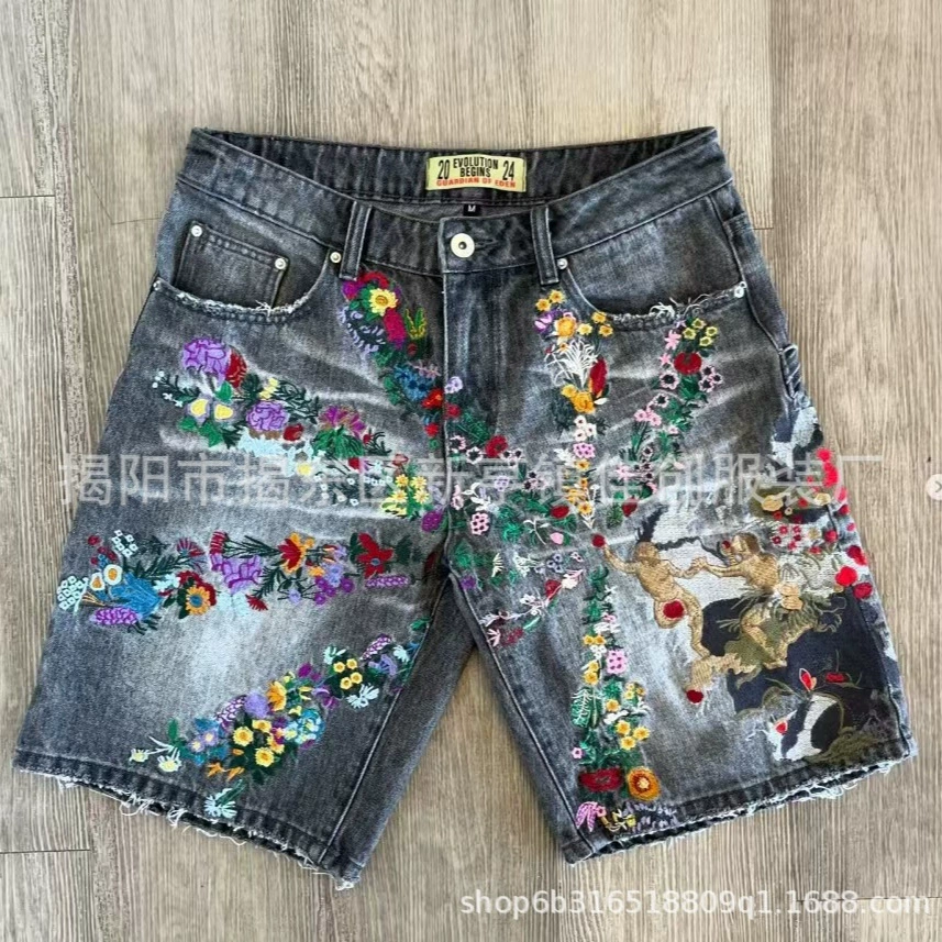 Новая модная тенденция, уличные персонализированные джинсовые шорты с принтом в американском стиле для мужчин и женщин, новые летние шорты, тренд