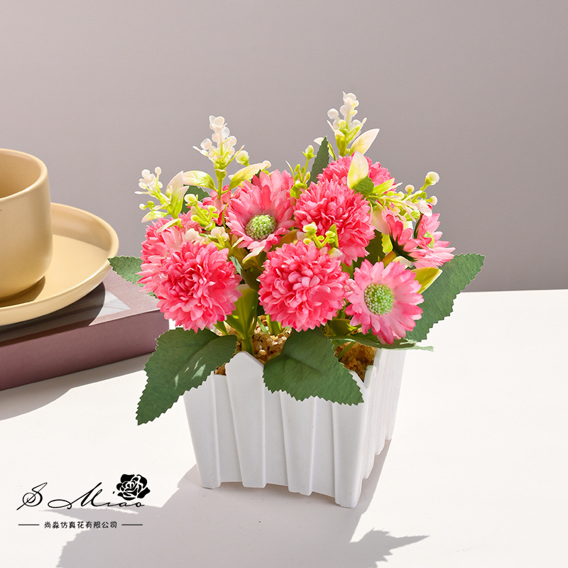 10 bonsái de cerca de rosa pequeña flor de simulación creativa decoración de estudio fotográfico para el hogar decoración planta verde artificial simulación planta en maceta image 9