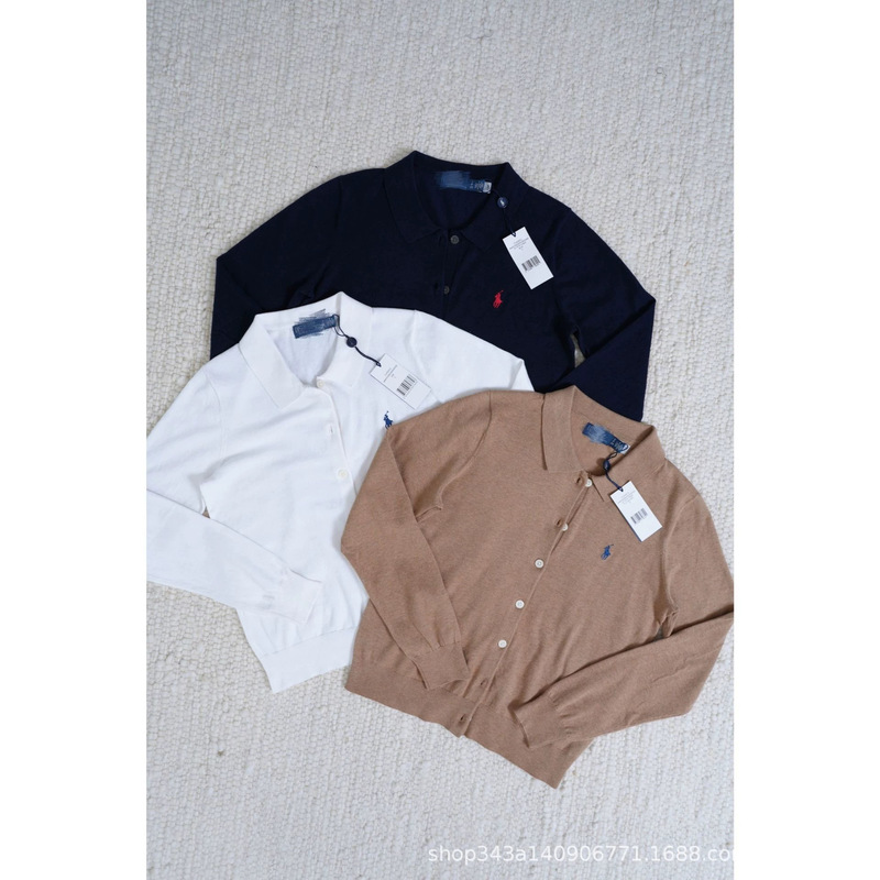 Raff's Polo Embroidered Pima Cotton Lapel Knitted Cardigan Jacket Wholesale High-Quality Knitted Cardigan Jacket Raff's Polo Embroidered Pima Cotton Lapel Knitted Cardigan Jacket Wholesale High-Quality Knitted Cardigan Jacket